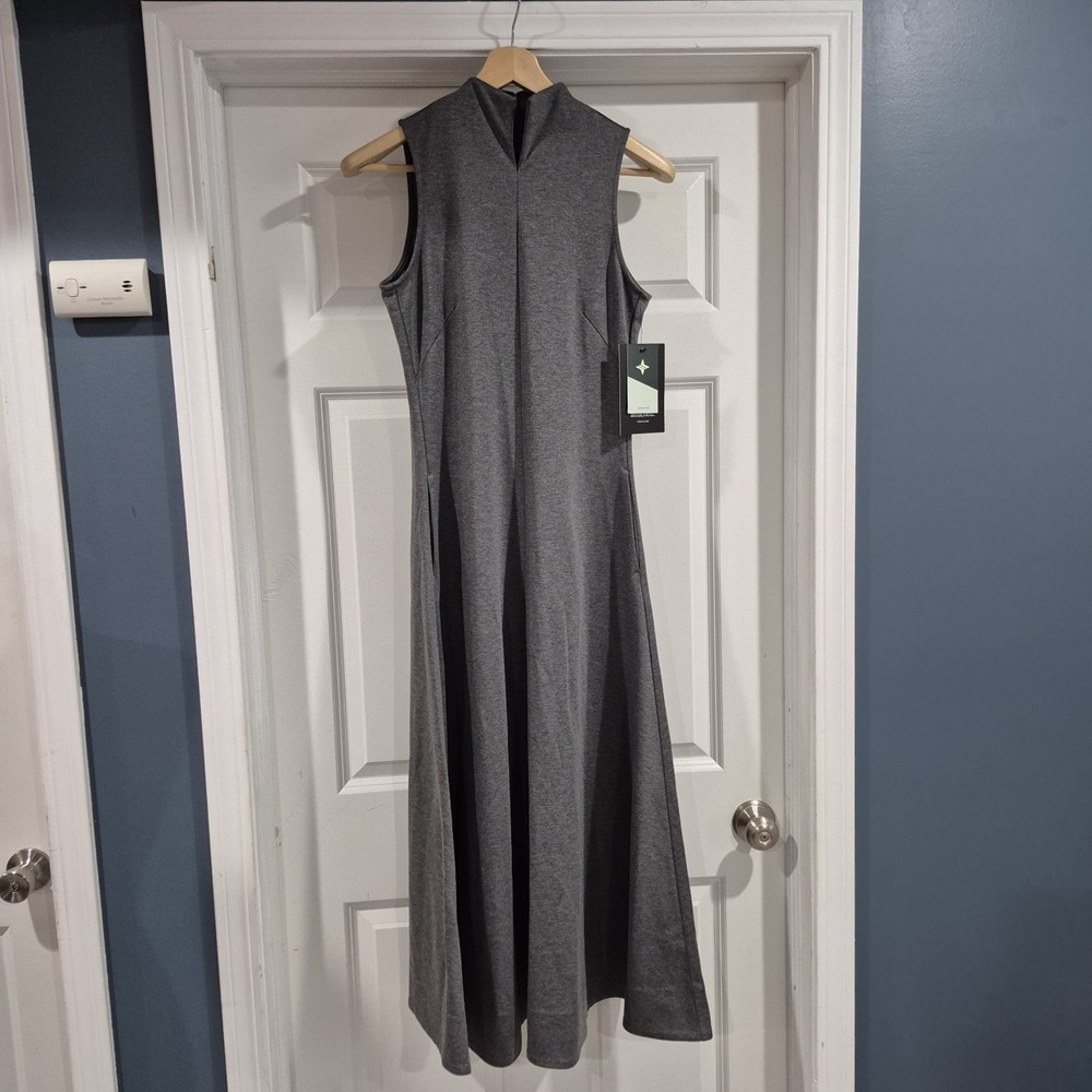 Tuckernuck Dress Womens Small Gray Resnick Maxi Long Pockets Office Minimalist